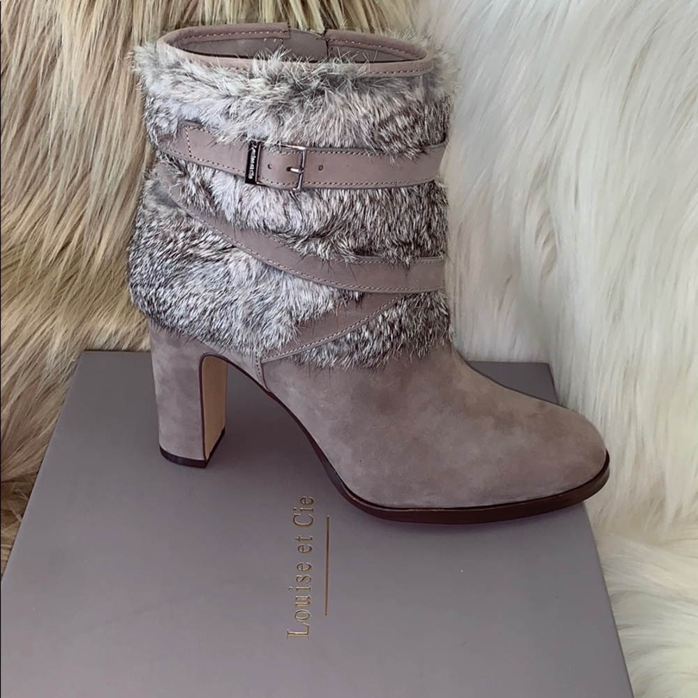 NIB Louise et Cie Rabbit Fur Grey Boots Size 11
